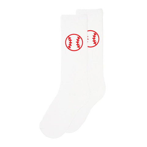 White Baseball Laces Long Socks