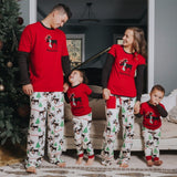 Matching Family Christmas Moose Moosletoe Red Woodland Holiday Pajamas